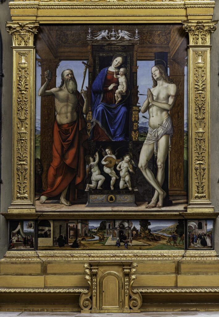 Dettaglio della pala ‘Madonna in trono col Bambino e i santi Girolamo e Sebastiano