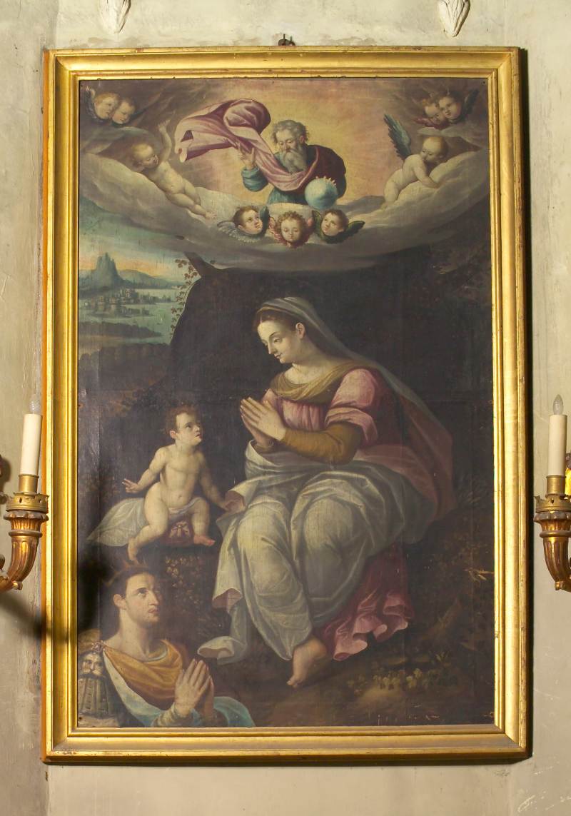 Madonna della Ghiara adorata da San Ludovico re di Francia, opera di autore sconosciuto, collocata nella cappella dedicata a San Ludovico.