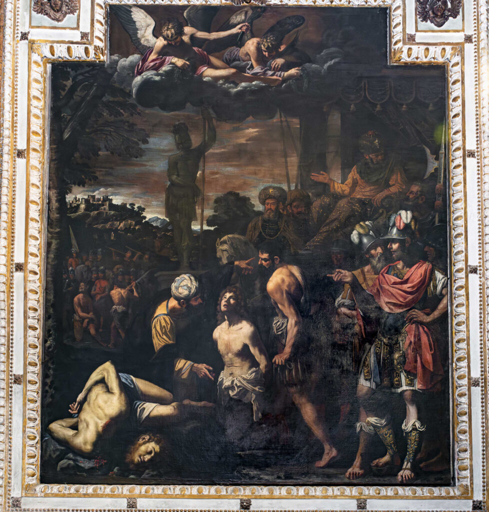 Dipinto raffigurante due giovani Santi nel momento della decapitazione.